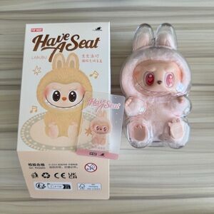Pop Mart Have A Seat Labubu Dada Pink Vinyl Face Plush Pendant Popmart